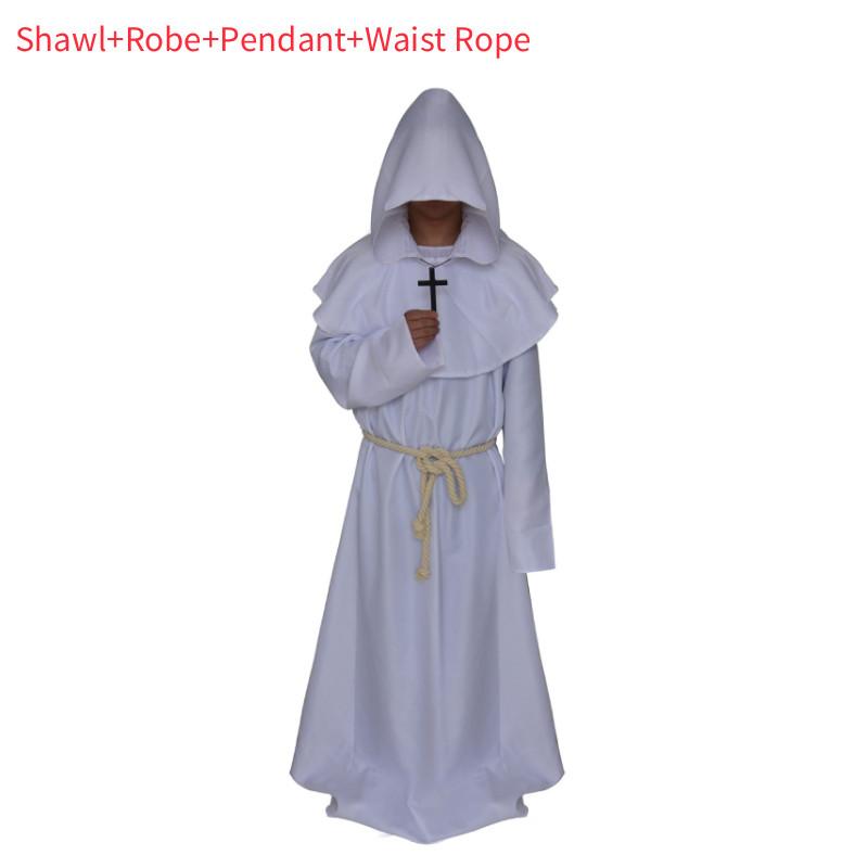 Средневековый Костюм Монаха Волшебника Жреца Комплект с Мантией и Шалью Для Косплей Мероприятий и Хэллоуина