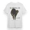 Women's Oversize T-shirt With Karma Is A Cat Graphic White 100% Cotton Tee USA