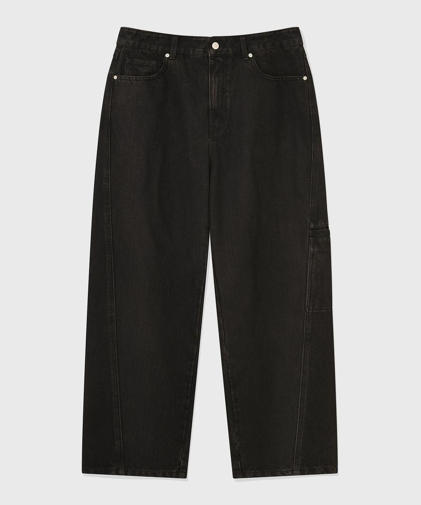 KIIMUIR Striped Curved Denim Pants_Black