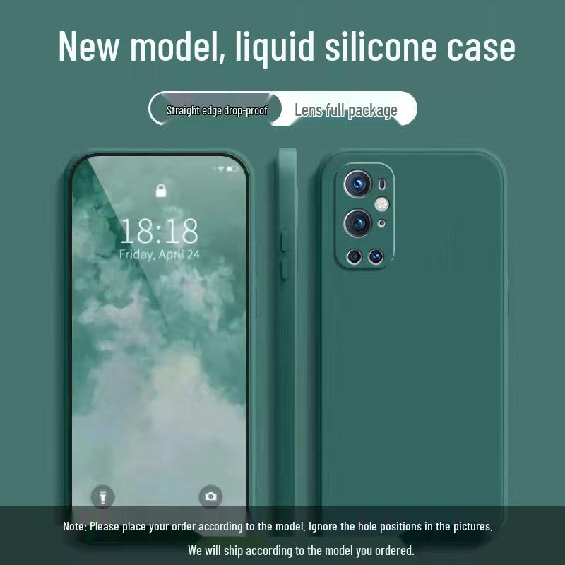 Силиконовый чехол-жидкость для OnePlus 9 Pro - Полное покрытие, Защита от падений, Приятный для кожи, Однотонный