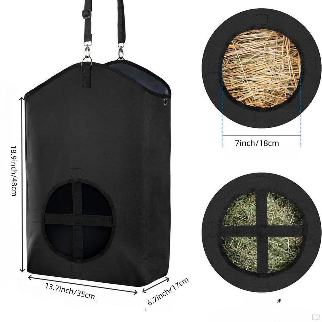 Hay Bag Hanging Feeder Tote Slow Feed No Waste with Metal Oxford Cloth for Ostriches Horse