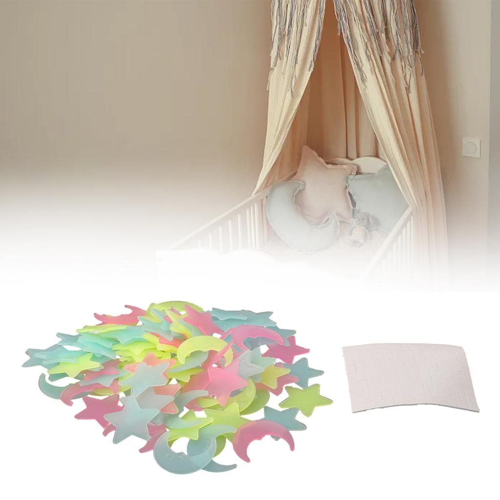 100pcs Stickers Moons Night Art Plastic Removable Bedroom Ceiling Space DIY Star Decal Stars Decor Fluorescent