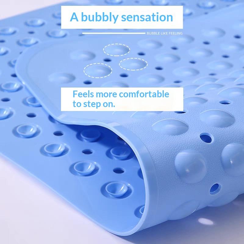 Thickened Extra Large Non Slip Bath Mat With Strong Suction Cups Drain Holes Perfect For Home Bathroom Shower Tub Use
