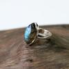 Natural Labradorite Ring, Gemstone Ring, Statement Ring, Silver Plated Ring, Mother's Day Gift, Boho Dainty Ring, New Year Gift,