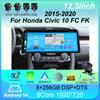 12.3" Android 14 Для Honda Civic 10 FC FK 2015 - 2020 Автомагнитола Мультимедийный плеер GPS Авторадио Carplay Стерео Экран Камера BT5.0