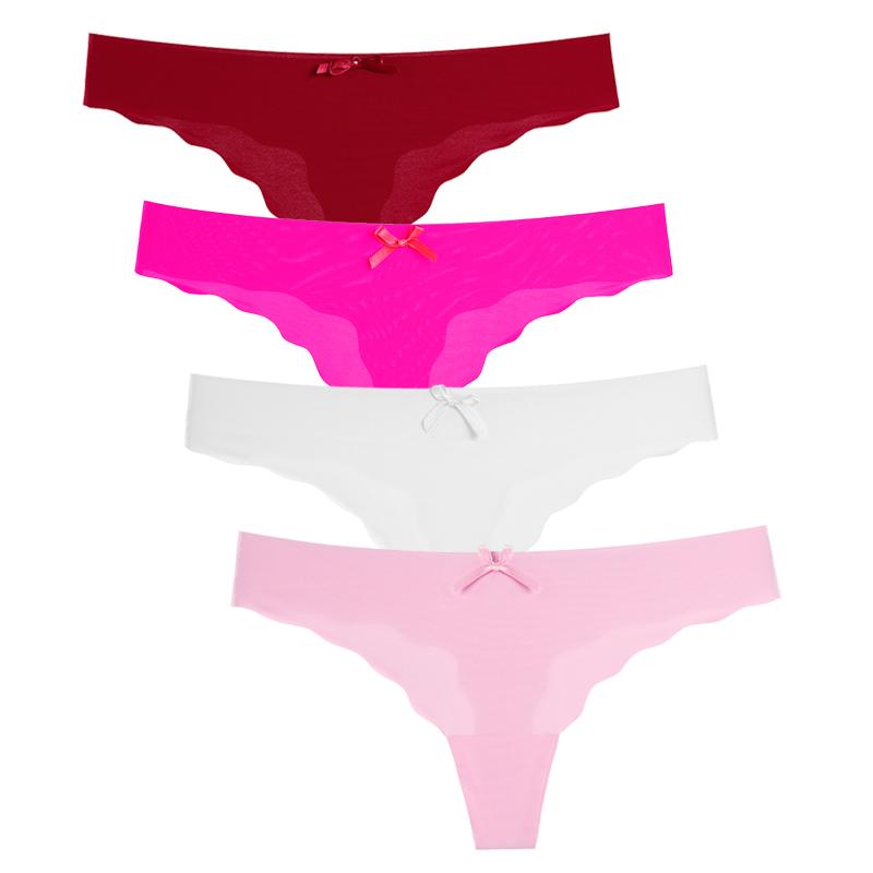 Женские стринги, сексуальное нижнее белье, женские трусики, модное бесшовное бикини, нижнее белье с Т-образной спинкой, новые женские стринги с низкой талией, 4 шт.