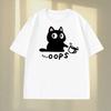 Забавная футболка с принтом черного кота Meow Meow для женщин, повседневная уличная одежда, футболка с круглым вырезом