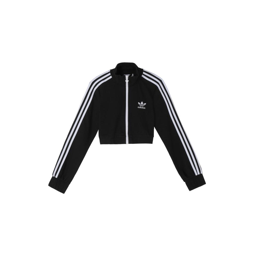Adidas Originals Trefoil Stripe Zip-Up Stand Collar Short Jacket Women Jacket Black IP3004