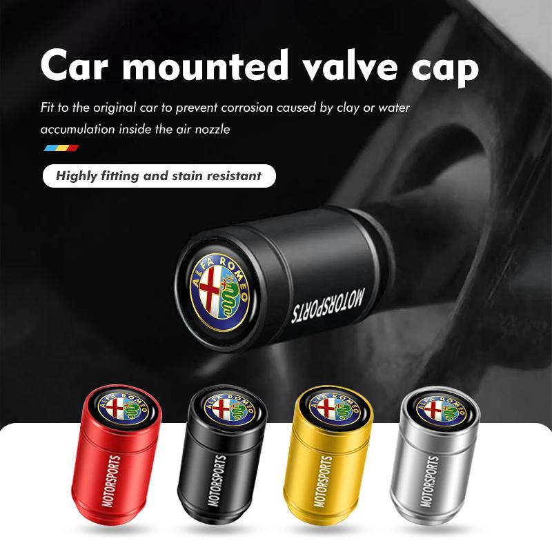 For Alfa Romeo 4pcs Car Wheel Tire Valve Stem Cap Airdust Cover Auto Accessories 159 Giulietta Giulia 147 Mito 156 159 166 GT yui165