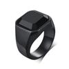 Vnox High Quality Men's Stone Ring Black High Polished Stainless Steel Men's Jewelry  Color Charm Ring For Men