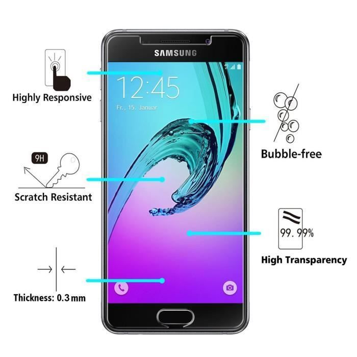 Закаленное стекло для SAMSUNG GALAXY A5 2016 A510 - Сверхпрочная защитная пленка для экрана [Phonillico®]