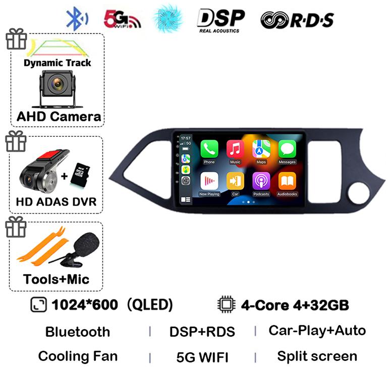 Android 14 WIFI+4G Carplay для KIA PICANTO Morning 2011 2012 2013 2014 2015 2016 RHD Car Radio GPS Multimidia Player Head Unit