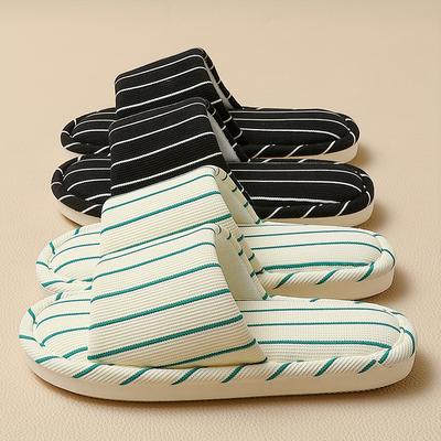 Модные полосатые домашние тапочки в японском стиле для женщин, легкие, нескользящие, комнатные тапочки, женские, мягкие, удобные, парные, для спальни