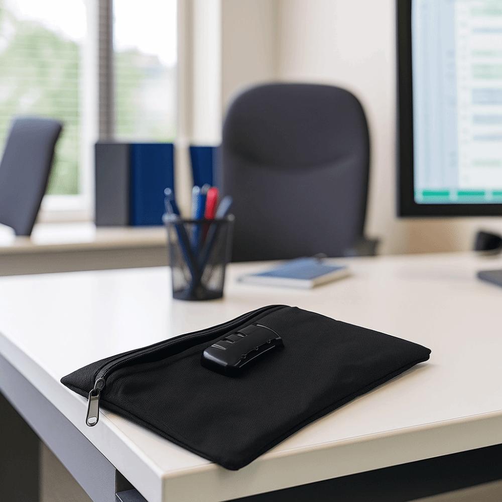 Canvas Portable Locking Pouch Combination Lock Security Document Bag Outdoor Activities