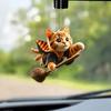 Cat Shaped Pendant Car Rearview Mirror Ornament with Lanyard Easy To Hang Realistic Looking Acrylic Christmas Hanging Decoration
