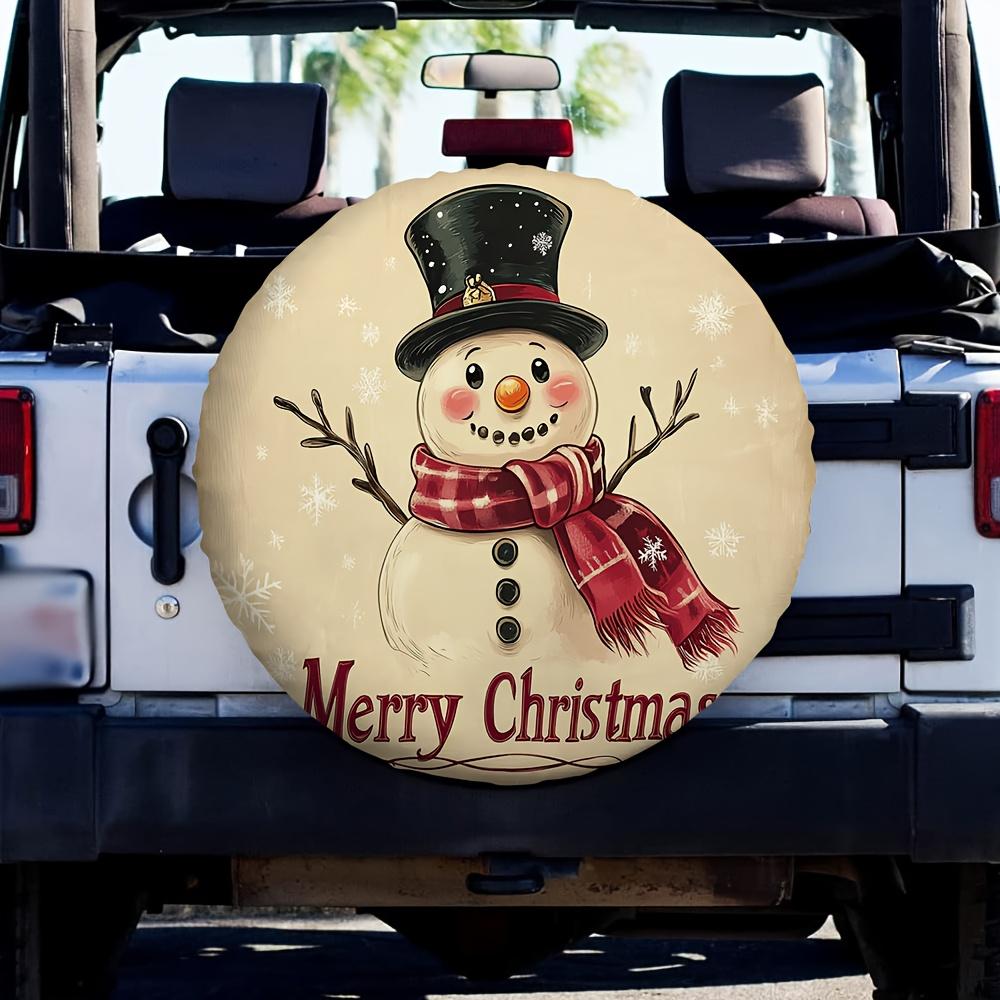 Merry Christmas Snowman Spare Tire Cover Waterproof Polyester Wheel Protector for SUV RV