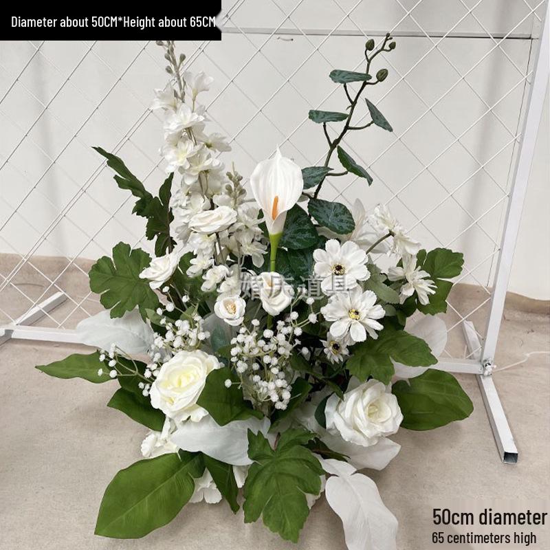 Red Floral Wedding Stage Backdrop with Artificial Flower Rows