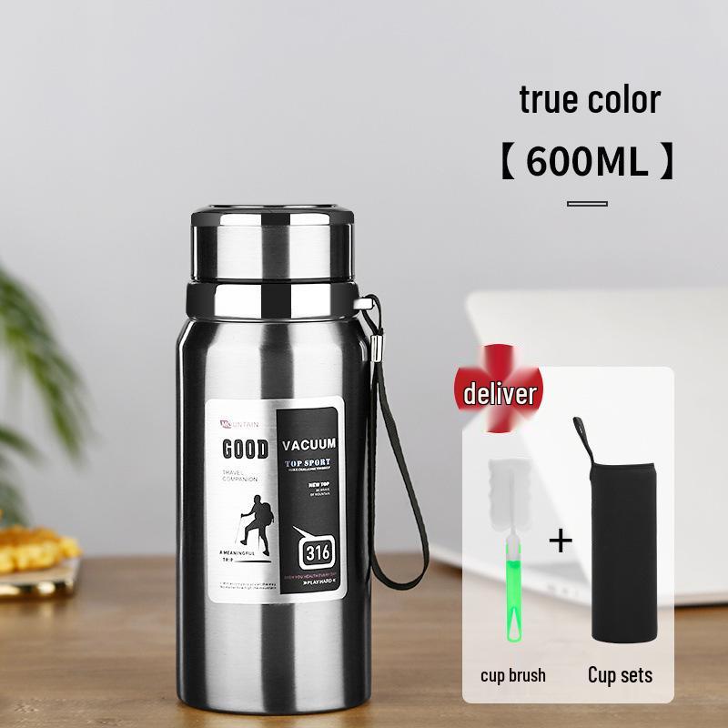 Изолированная чашка для воды из нержавеющей стали 316 с ситечком для чая - 1000 мл/1500 мл, большой вместимости для автомобиля, студентов и использования на открытом воздухе