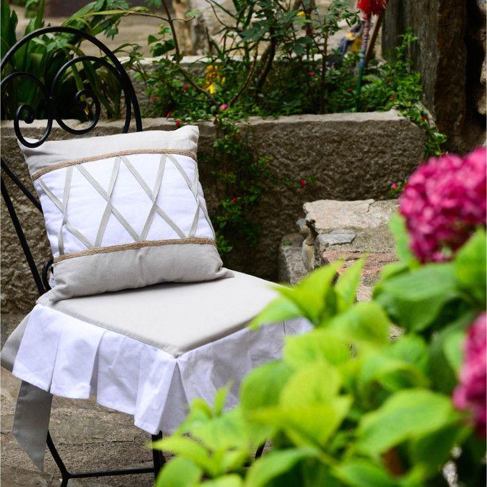 Removable Cushion Cover In Pure Cotton 40x40 Cm AUDE, by Soleil d'Ocre