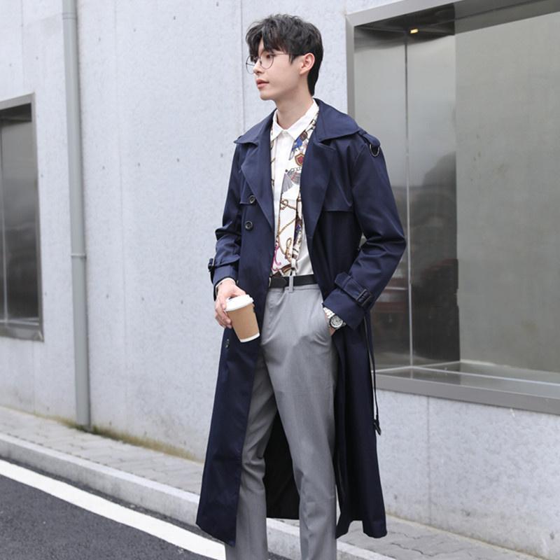 Мужской деловой длинный плащ для высоких мужчин, весенне-осенний двубортный мужской ветровка, пальто