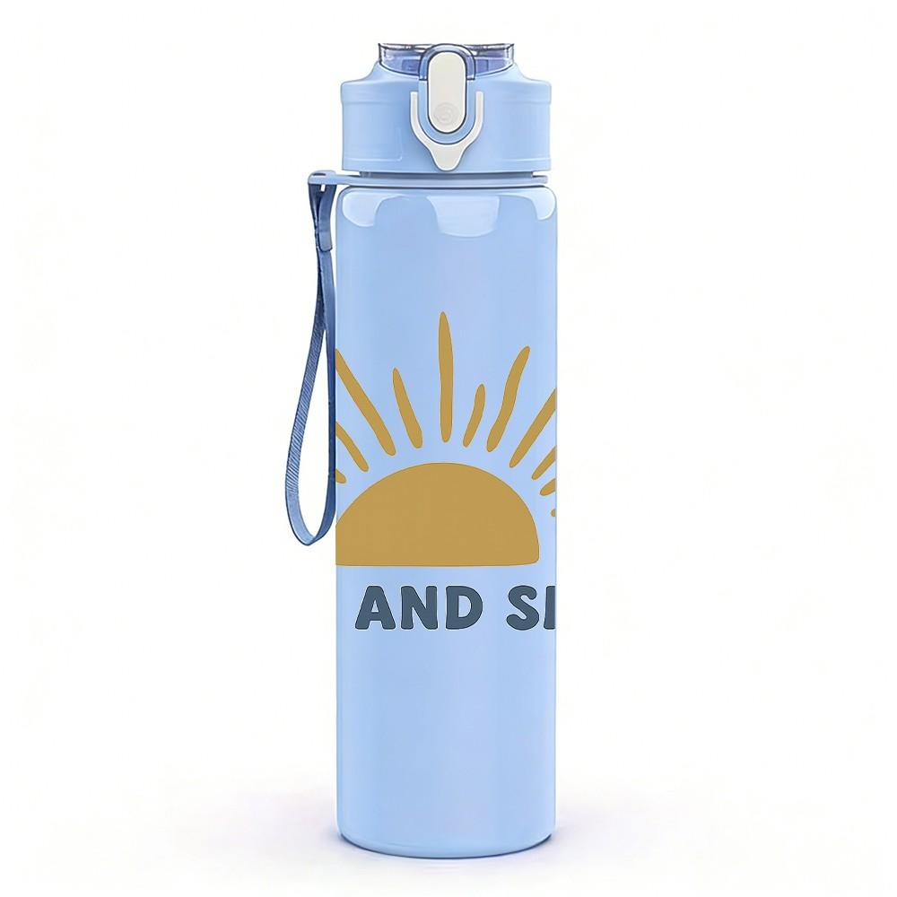 1PC Rise And Smile Sun Art 750ml Color Plastic Sports Water Bottle Leakproof Flip Straw Lid Suitable for Sports Office Home Use