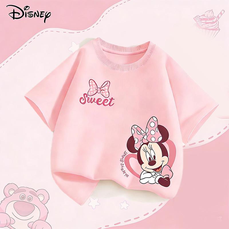(2 штуки в упаковке) Летняя одежда для девочек Disney из хлопка, детский топ с принтом Минни, короткий рукав