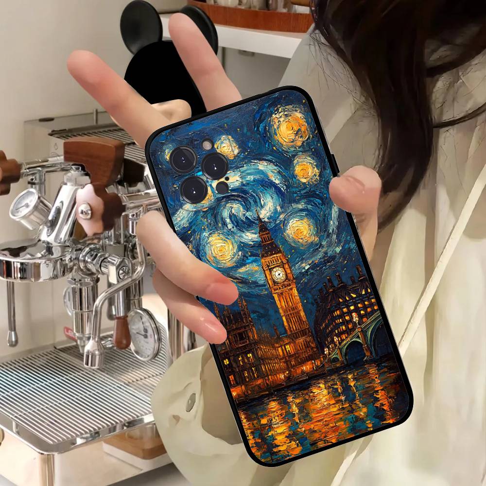 Мультяшный чехол для телефона в стиле Ван Гога для IPhone 17 16 15 14 11 12 13 Mini Pro XS Max Plus Funda Shell