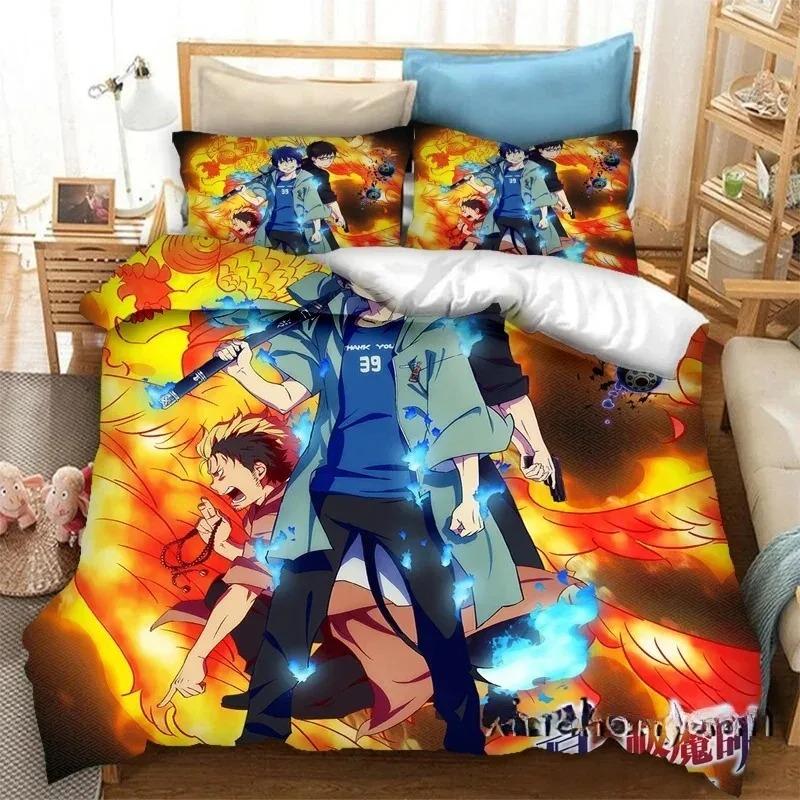 Fashion 3D Printing Anime Blue Exorcist Bedding Set Duvet Covers Pillowcases Comforter Bedding Sets Bedclothes Bed