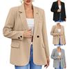Women Fall Spring Suit Coat Formal Business Style Button Closure Cardigan Solid Color Plus Size Loose Lapel Long Sleeve Pockets OL Commute Jacket