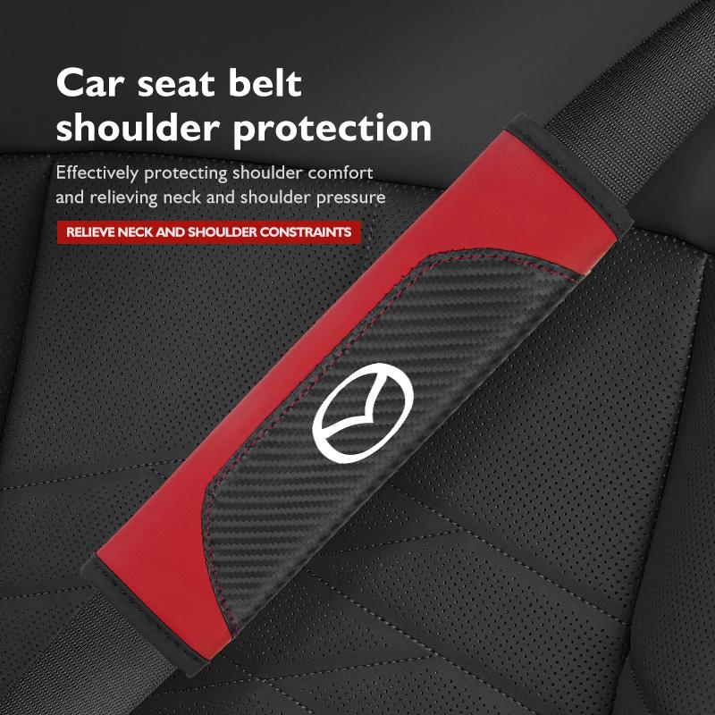 For Mazda Top Layer Cowhide Car Seat Belt cover Breathable Shoulder Pad Axela Speed 6 CX3 CX4 CX5 CX7 CX8 CX9 MS Demio dxy1