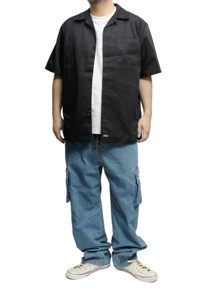 Оригинальная мужская рубашка Dickies с коротким рукавом, Большой размер, Твил, Рабочая рубашка с вышитым принтом, Размер 4XL, Черный (49)