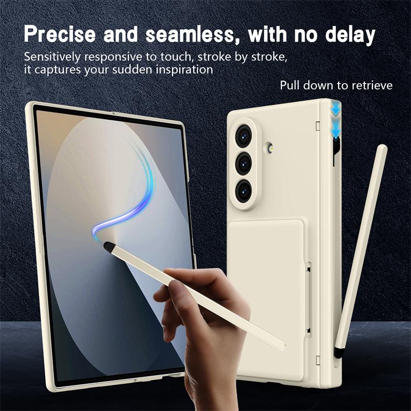 Hinge Wallet Card Slot Bracket Phone Case for Samsung Galaxy Z Fold 8Ultra 7 6 5 with Screen Glass Protect Film S Pen Slot Cover