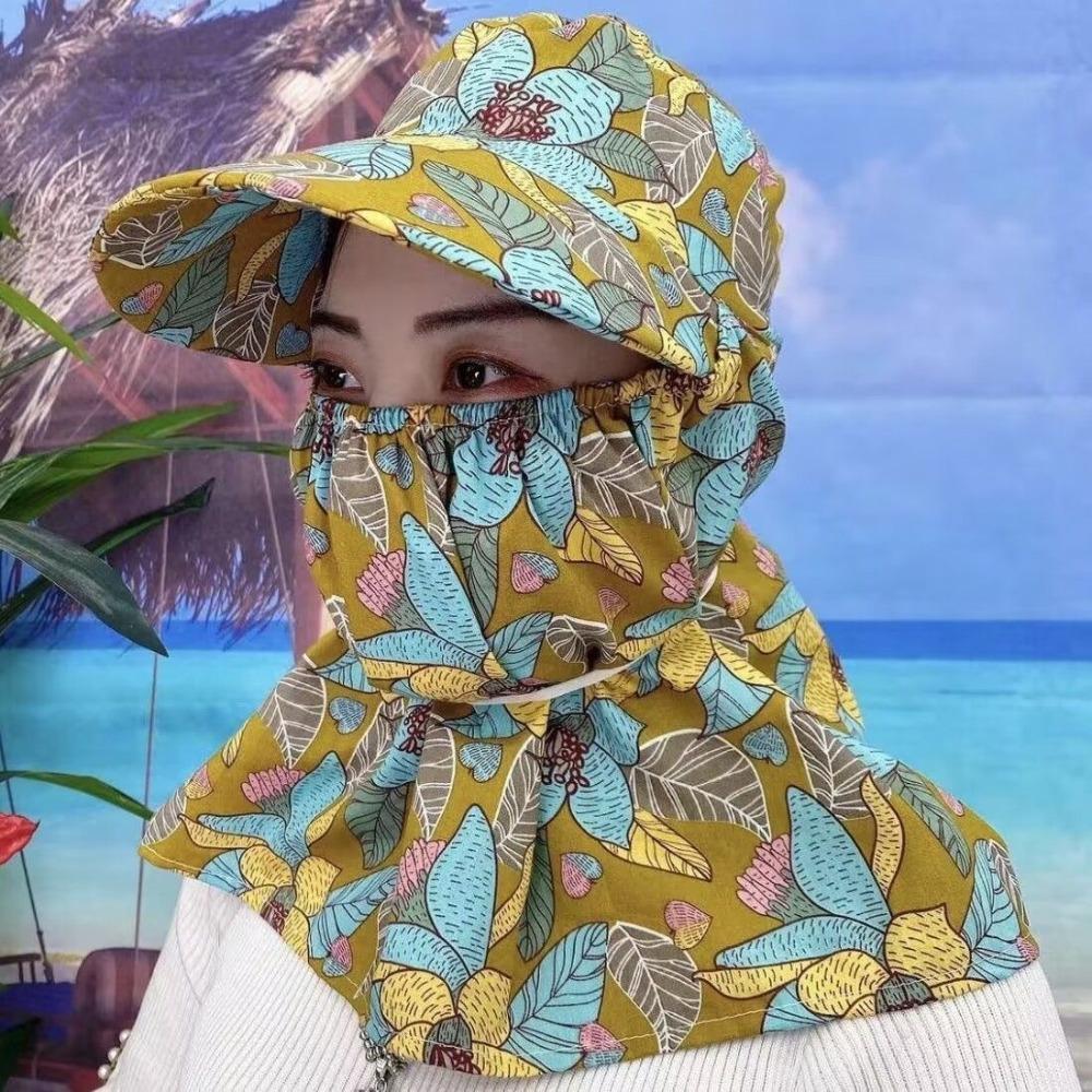 Anti-UV Tea Picking Cap Wide Brim Sunscreen Hat Casual Women's Ponytail Hat Outdoor