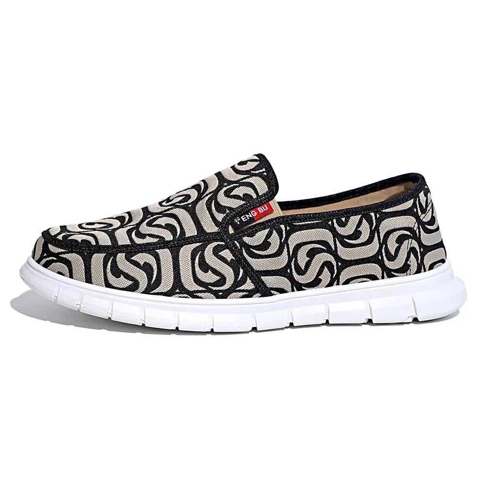 Модные мужские повседневные туфли из парусины с принтом, летние дышащие спортивные туфли-лоферы без застежек, уличные трендовые туфли для вождения на плоской подошве Zapatillas Hombre