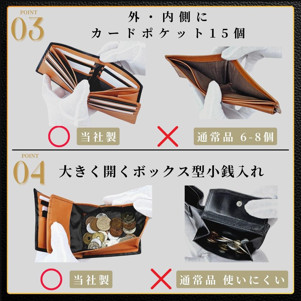 Bifold Box Coin Purse Wallet Thin Soft Easy To Use Italian Leather Made by Top Leather Craftsmen Large Capacity Genuine Leather Dark [Fabrizio] Men's