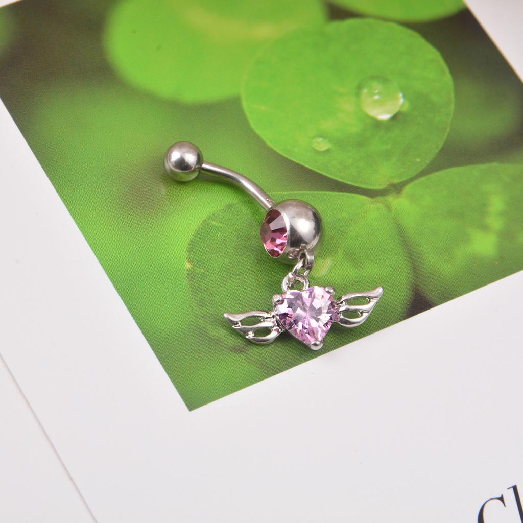 Корейские популярные проколы ювелирных крыльев, персиковое сердце, инкрустированные бриллиантами, пупок, пряжка ремня