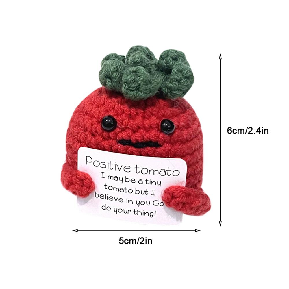 Funny Wool Knitting Doll with Heart-warming Words Card Emotional Support Doll Home Decoration Figurines