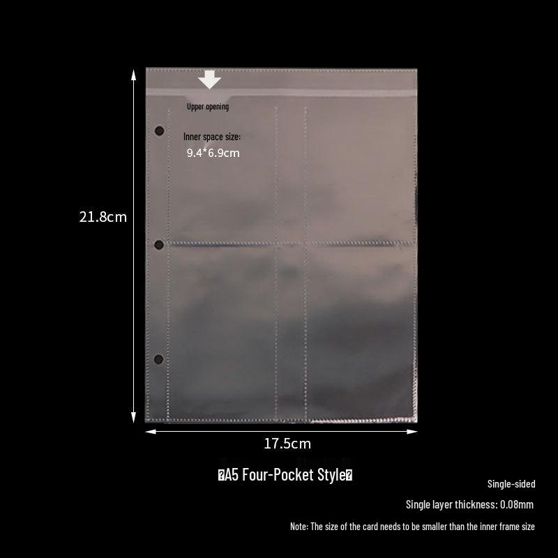 Прозрачные вкладыши для альбома на кольцах Ultra-HD: 3-дюймовые листы с 4 ячейками для пополнения альбомов форматов A4A5A6A7