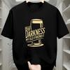 Men's Funny Beer Lover T-Shirt Hello Darkness My Old Friend Graphic Tee Shirt with Golden Print Men Clothing Comfortable