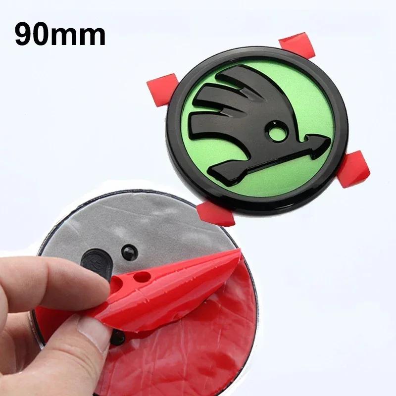 8/9cm ABS Car Front Rear Emblem Sticker for SKODA Rapid Octavia Fabia Laura Superb Kodiaq Karoq Auto Replaced Badge Accessories VE6