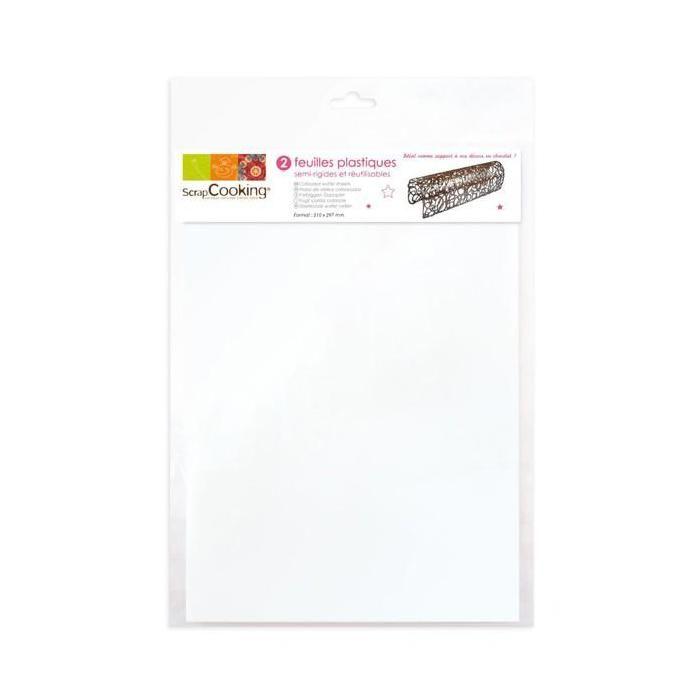 2 feuilles plastique semi-rigides pour chocolat