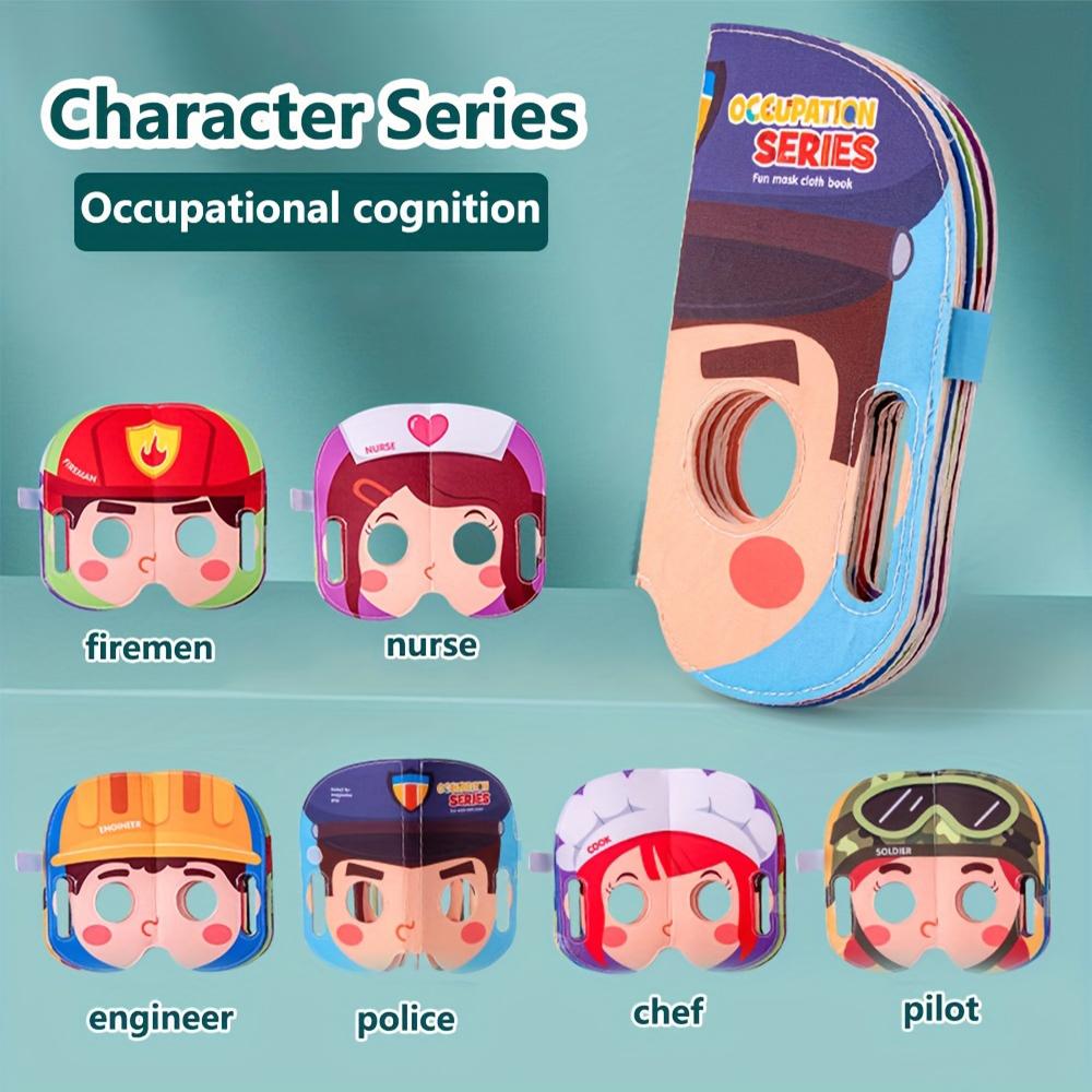 Тканевая книга-маска, Детская игрушка, Ролевая игра с животными, фруктами и персонажами, Игрушка для когнитивного обучения, Подарок на день рождения и Рождество