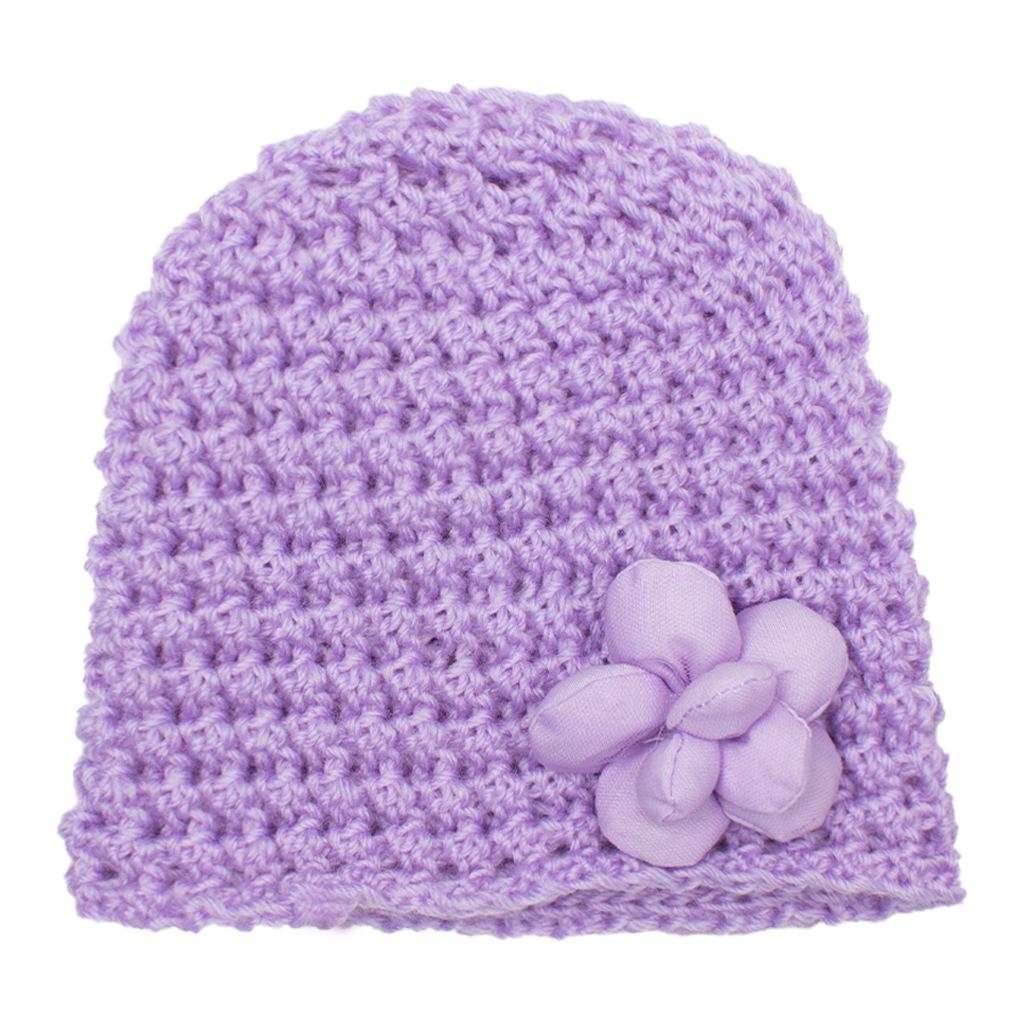 European & American Winter Knitted Wool Baby Hat with Small Flowers - Multicolor, Warm Pullover Design