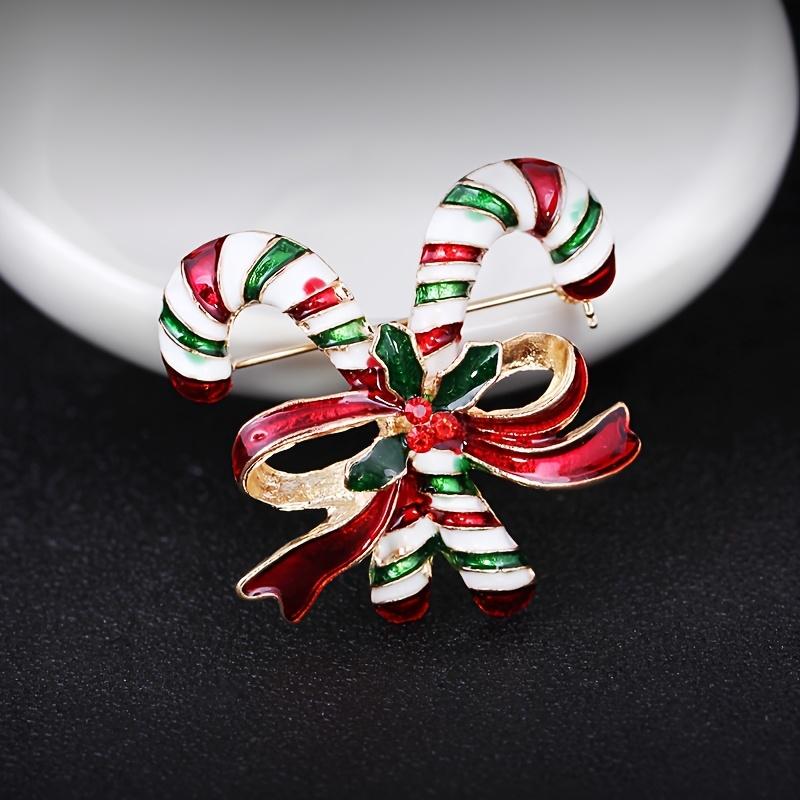 Blue Luxury European and American Fashion Painting Oil Colored Crutch Bow Christmas Brooch Chest Buckle Pin, Men's and Women's New Niche