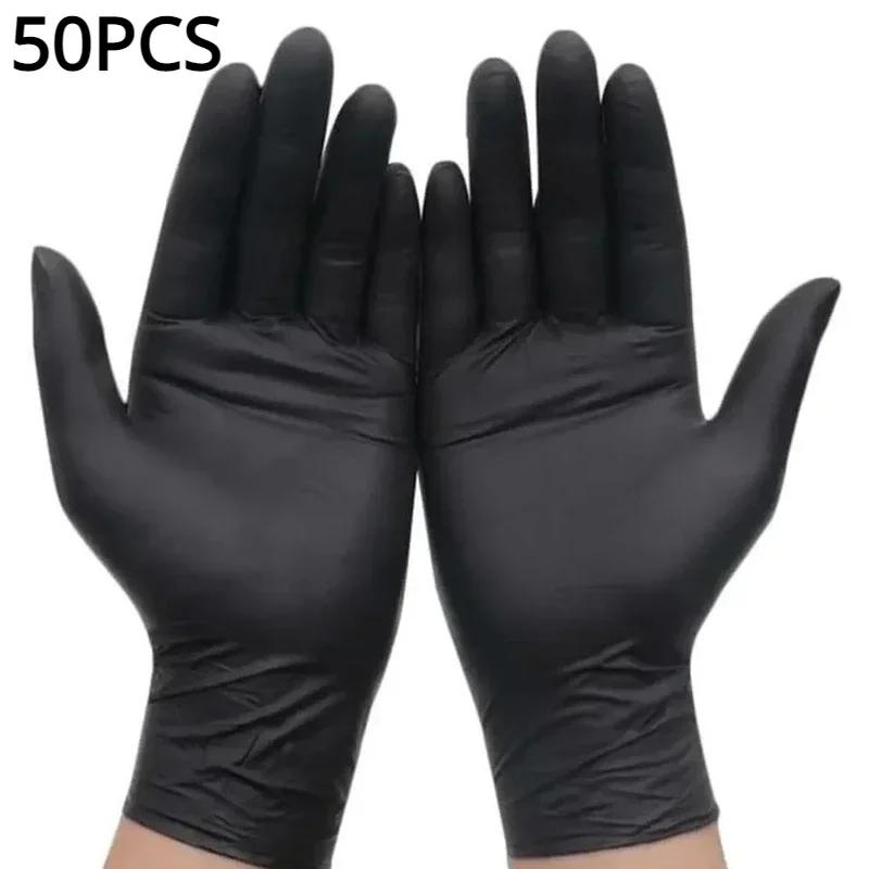 100/50/20pcs Black Latex Powder Free Disposable Nitrile Gloves Perfect for Tattooing Manicures Salon Cleaning Disposable Apparel