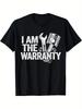 1pc Mechanic Humor Cotton T-Shirt, Geometric-Patterned ''I Am The Warranty'' Print