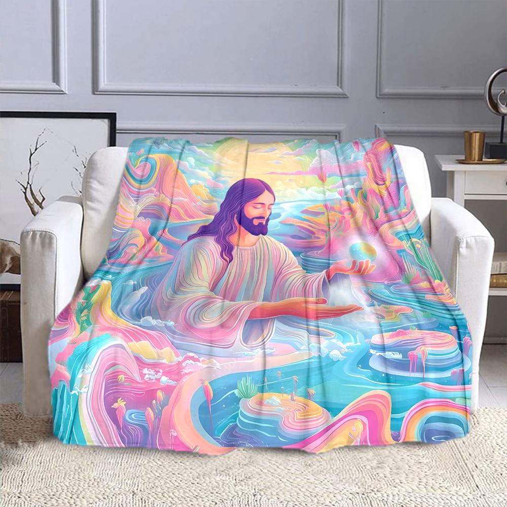 "Colorful Spiritual Landscape Blanket" Patterned flannel blanket perfect for the bedroom living room, sofa, or a little nap
