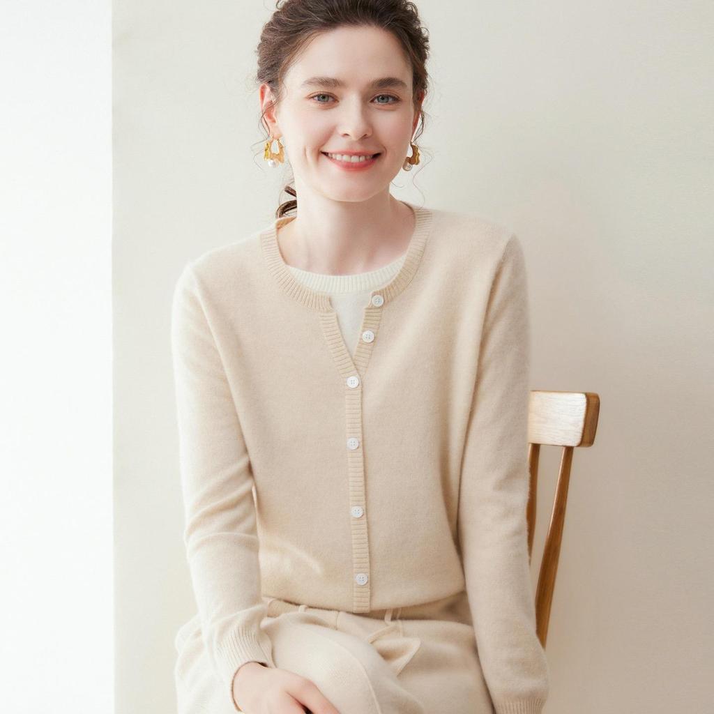 100% Pure Cashmere Women's Two-Piece Look Cardigan - Autumn/Winter 2026 Collection