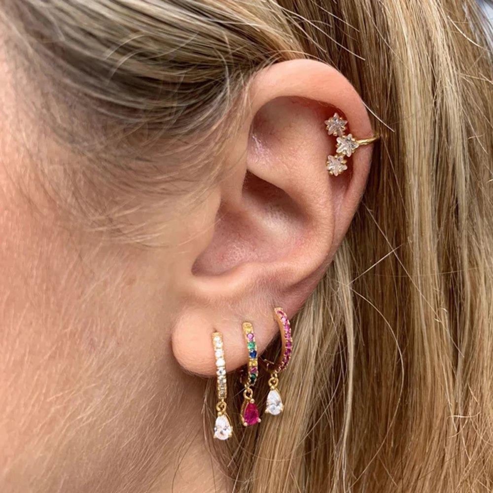 Zircon For Girls Crystal Ear Jewelry Women Hoop Earrings Dangle Drop Earrings Korean Stud Earrings