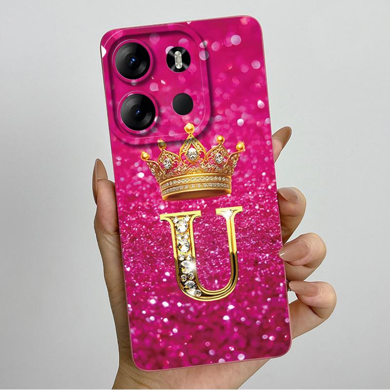 Для Tecno Pop 7 Pro Pop7 BF6 BF7 Чехол для телефона Корона Буква Задняя крышка Мягкий Жидкий силикон Fundas Для Tecno Spark GO 2023 Бампер